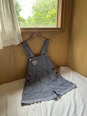 Striped Kaki Summer Dungaree Shorts